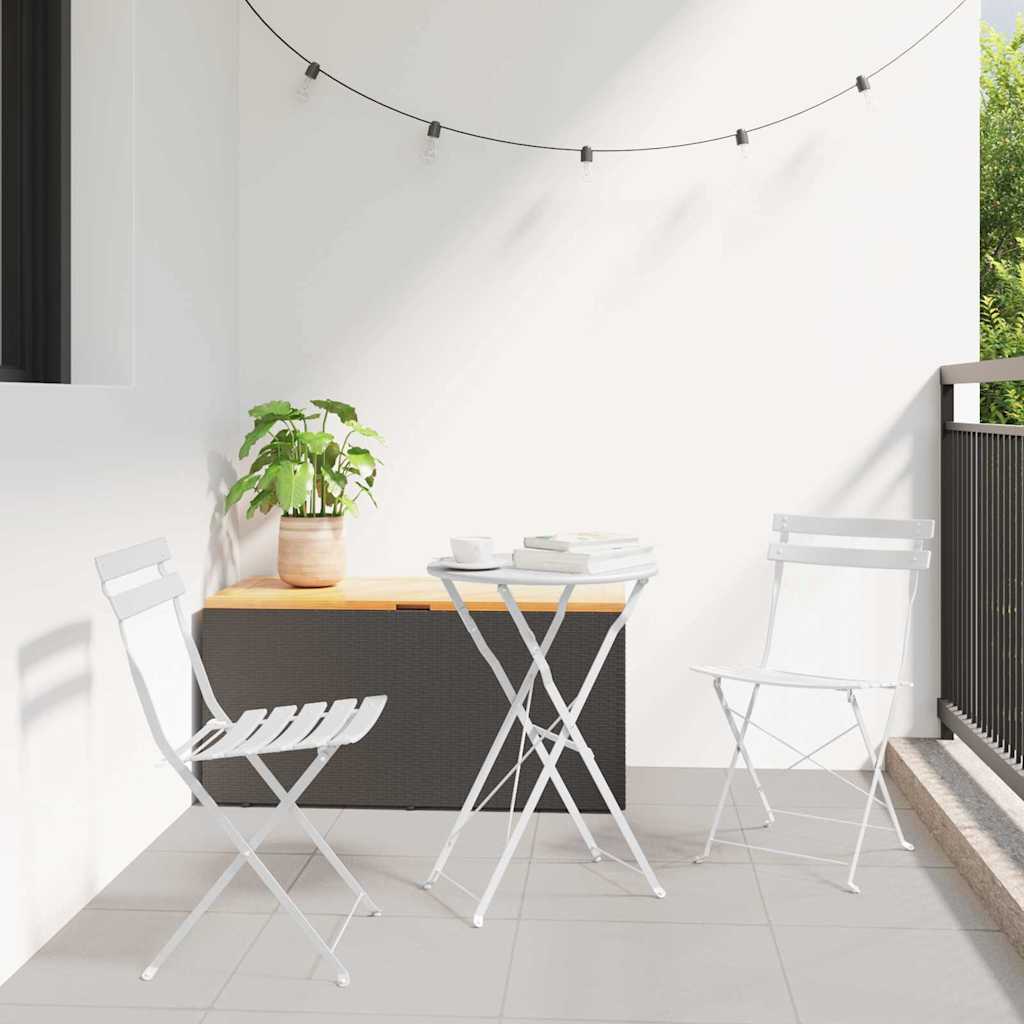 Sklopivi bistro set 3 pcs Bijelo Čelik