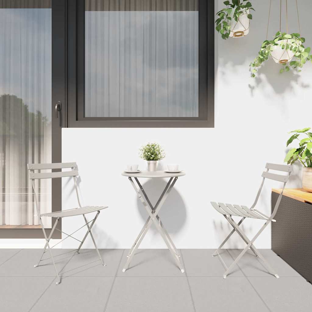 Sklopivi bistro set 3 pcs Bež Čelik