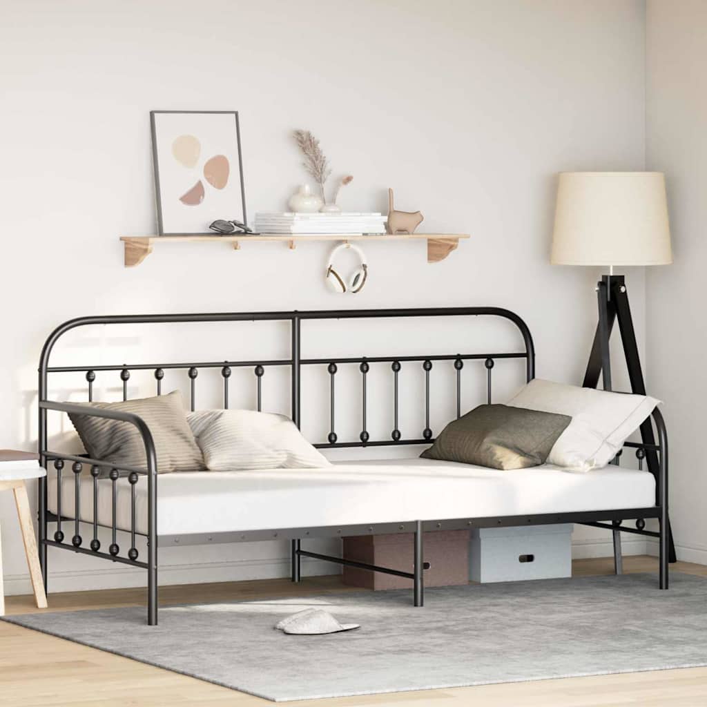 Krevet na kat Crna 100 x 200 cm Čelik s prahom premazan