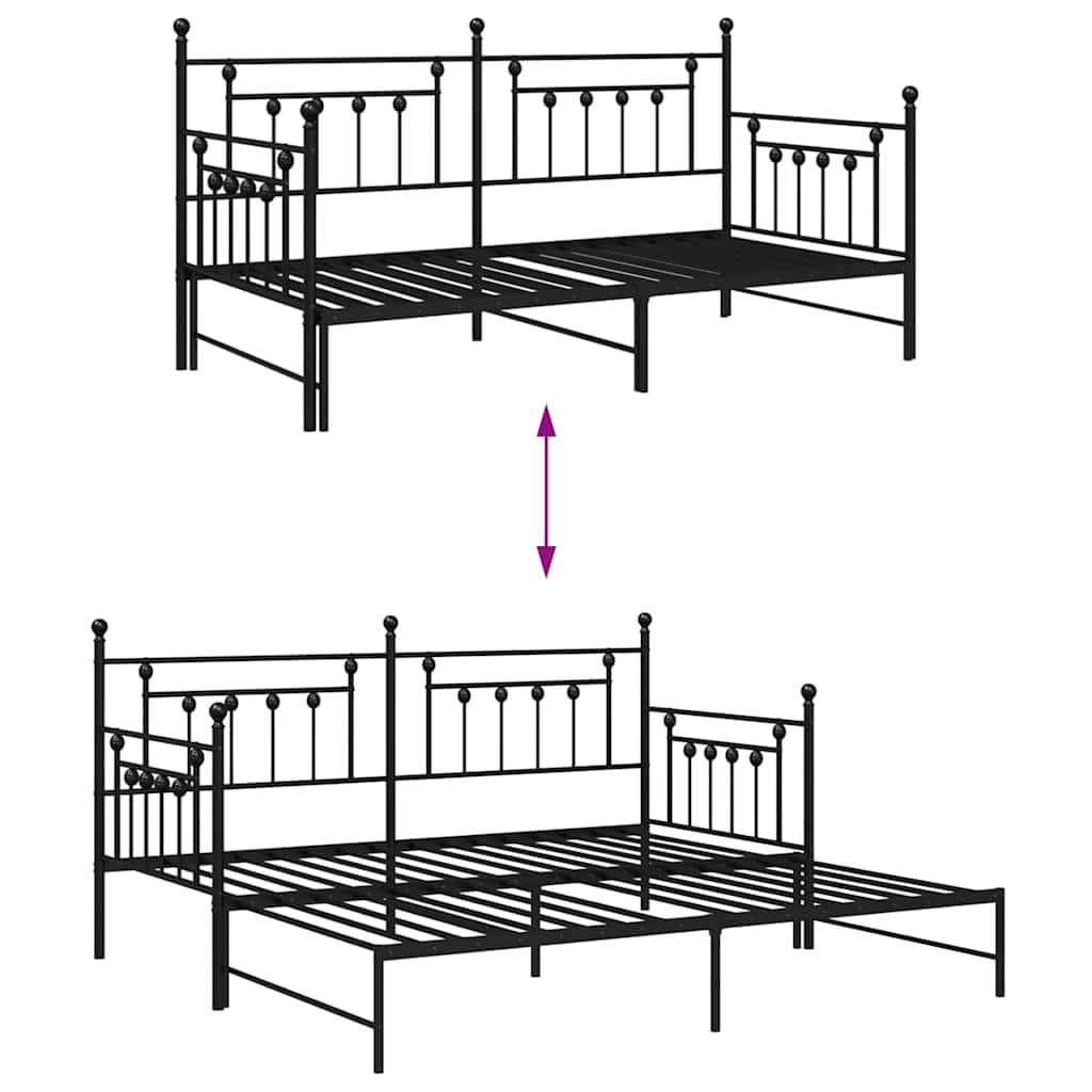 Krevet na kat Crna 100 x 190 cm Čelik