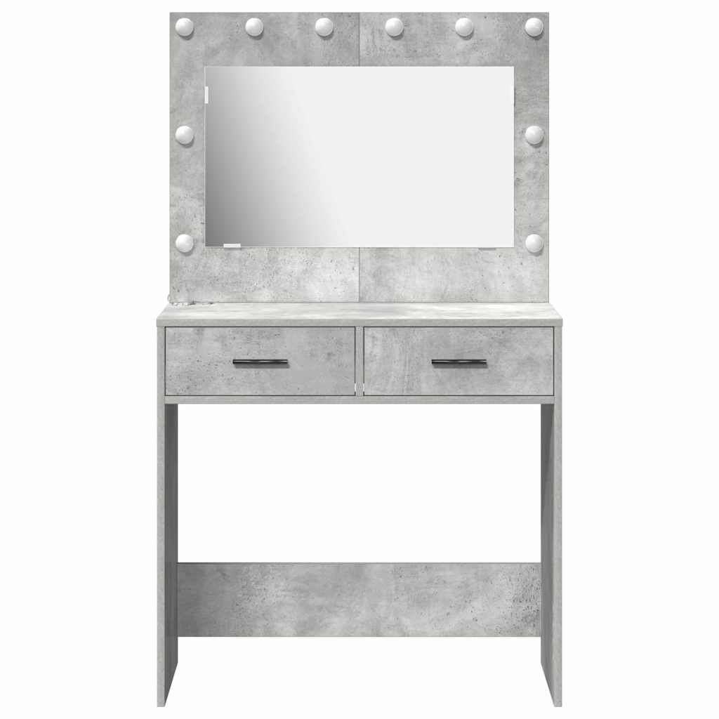 Toaletni stol s ladicama Betonski sivi 78,5 x 41 x 135 cm