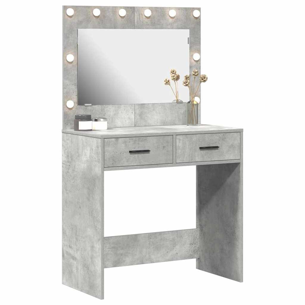 Toaletni stol s ladicama Betonski sivi 78,5 x 41 x 135 cm