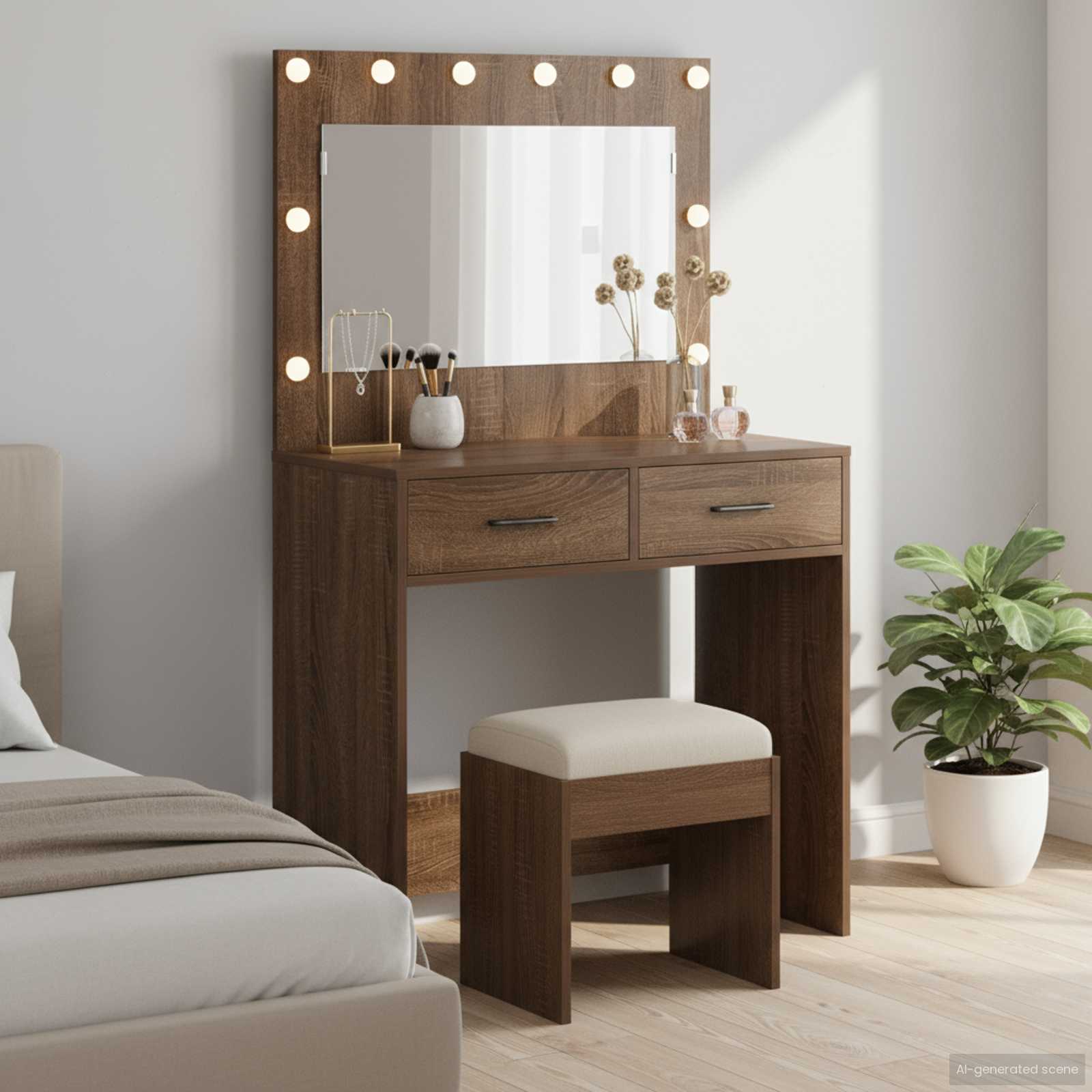 Toaletni stol Smeđi hrast 78,5 x 41 x 135 cm Konstruirano drvo