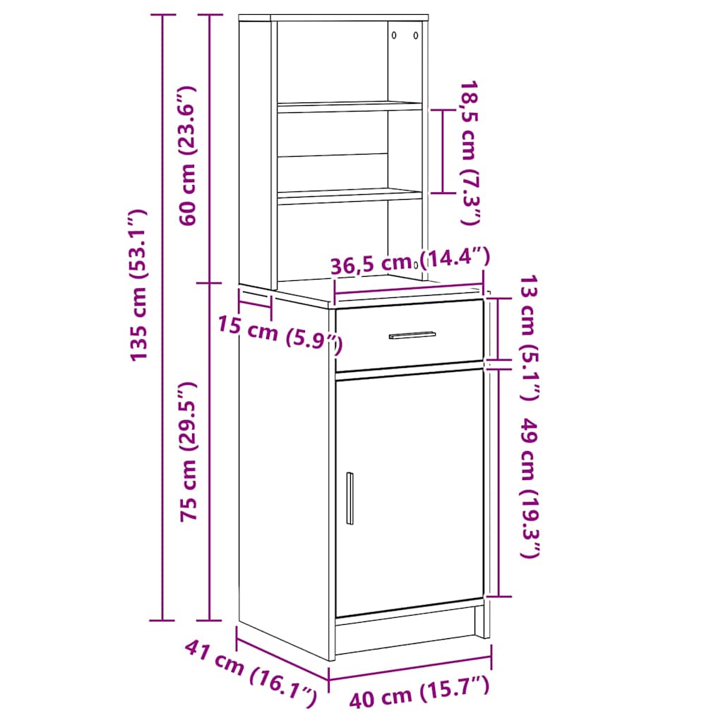 Highboard Umjetnički hrast 41 x 40 x 135 cm Konstruirano drvo