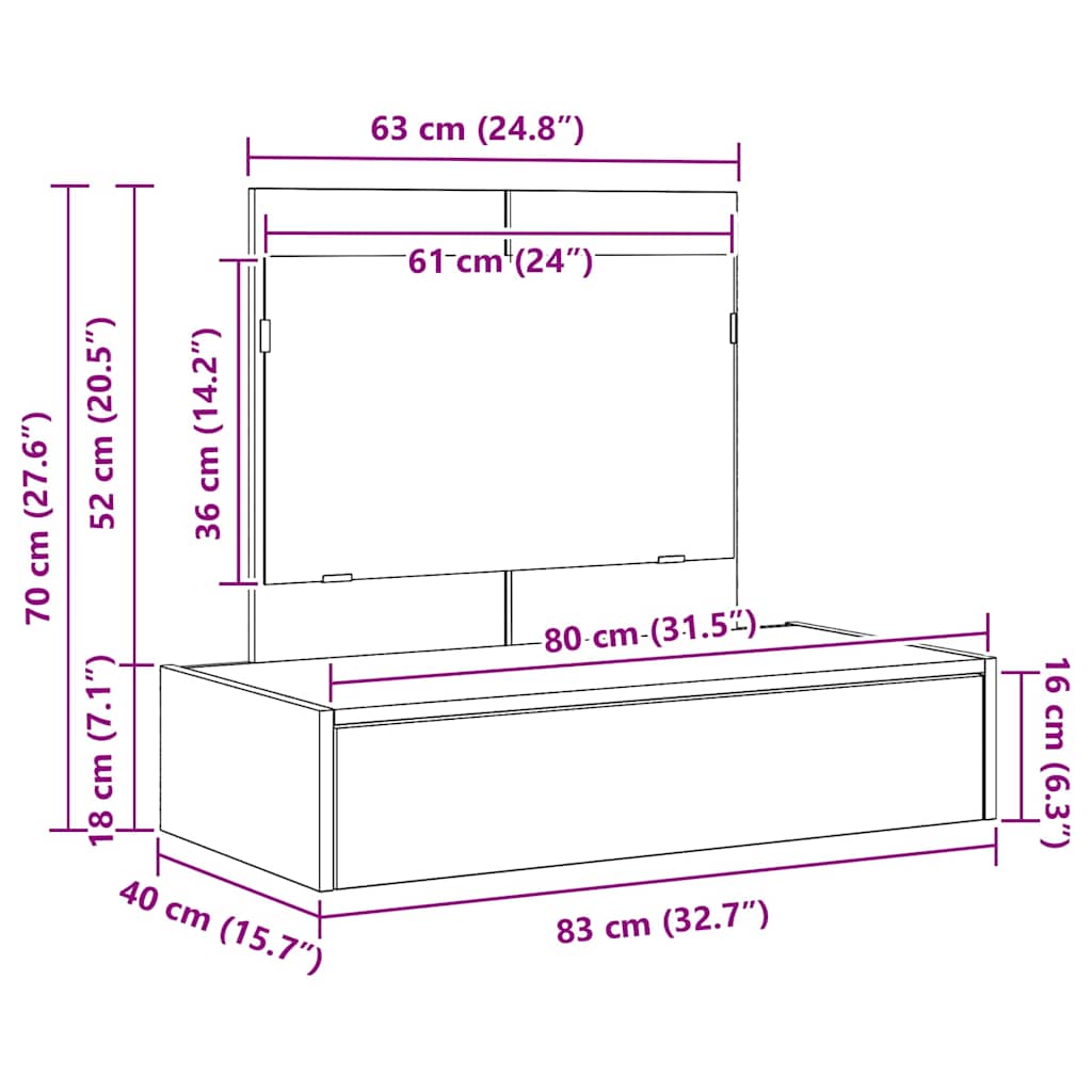 Toaletni stol Bijelo 83 x 40 x 70 cm Konstruirano drvo
