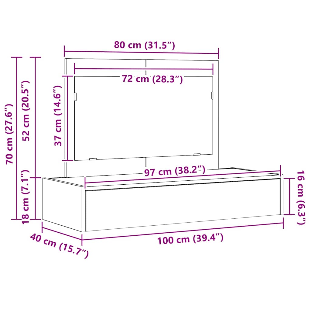 Toaletni stol Bijelo 100 x 40 x 70 cm Konstruirano drvo
