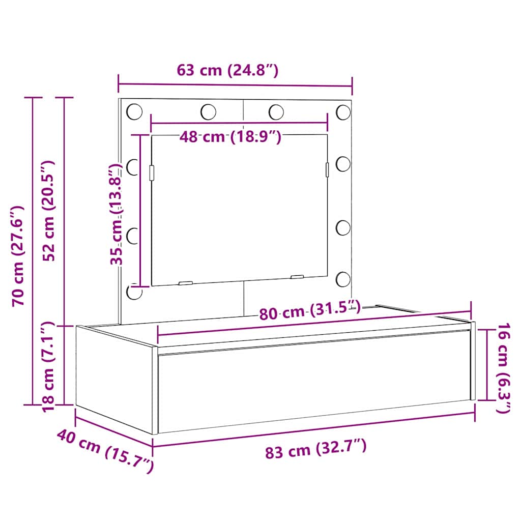 Toaletni stol s ladicama Crna 83 x 40 x 70 cm Konstruirano drvo