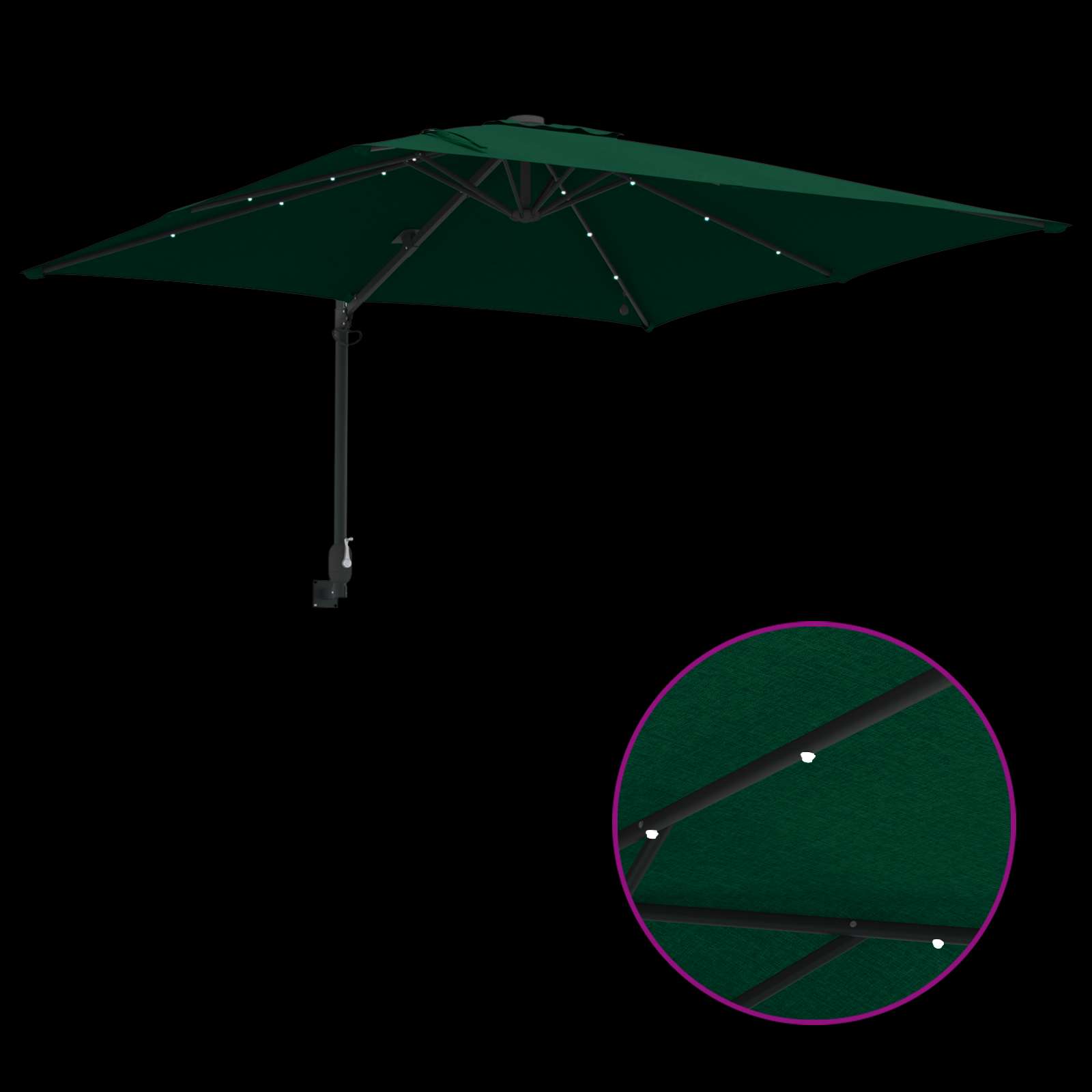 Vrtni suncobran Zelena 248,5 x 247,5 x 160 cm Poliester i čelik