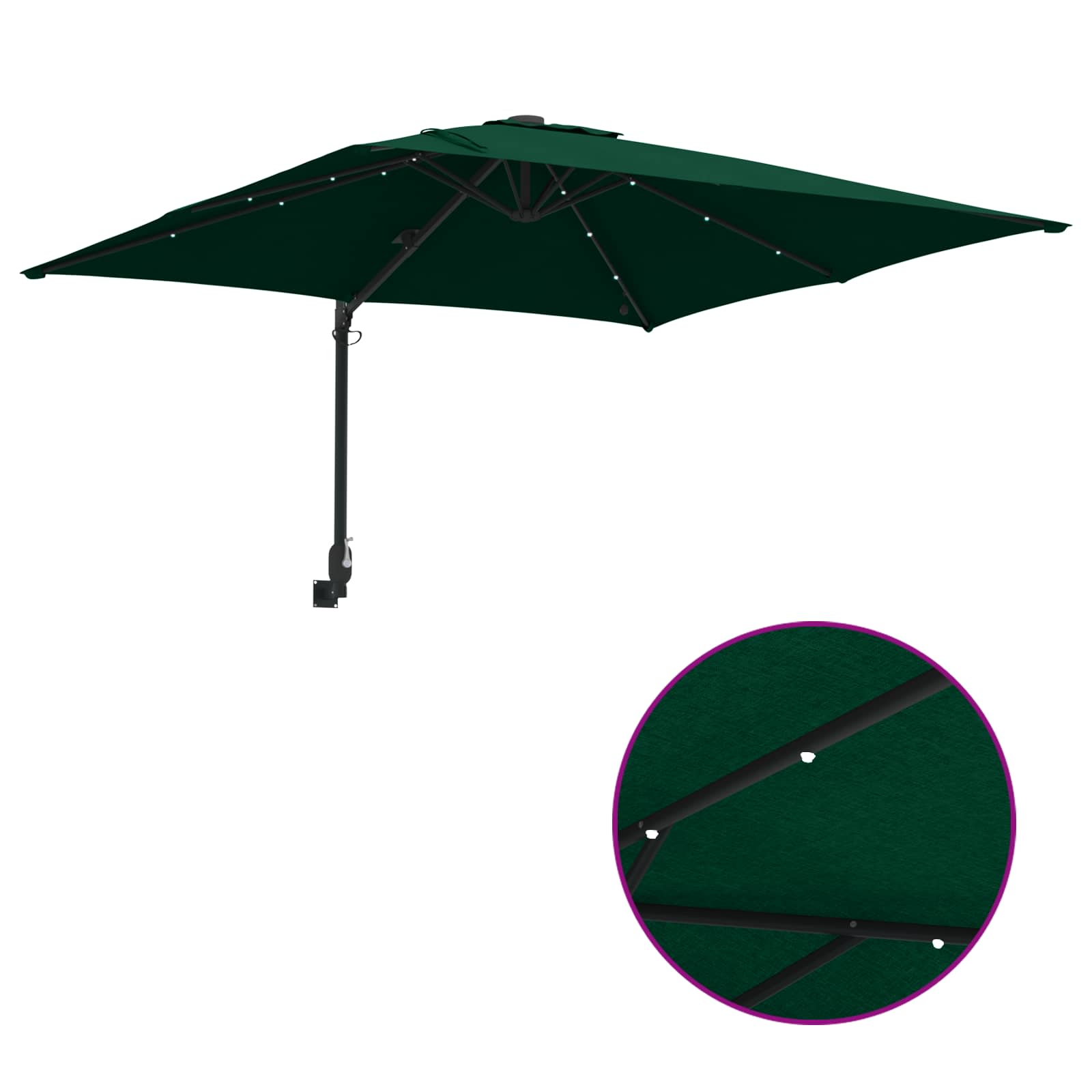 Vrtni suncobran Zelena 248,5 x 247,5 x 160 cm Poliester i čelik