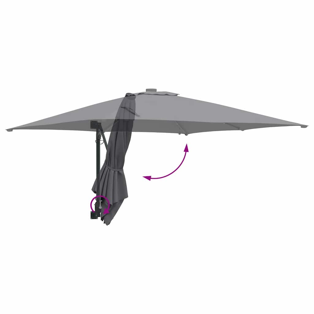 Vrtni suncobran S LED lampica Antracit 248,5 x 247,5 x 160 cm