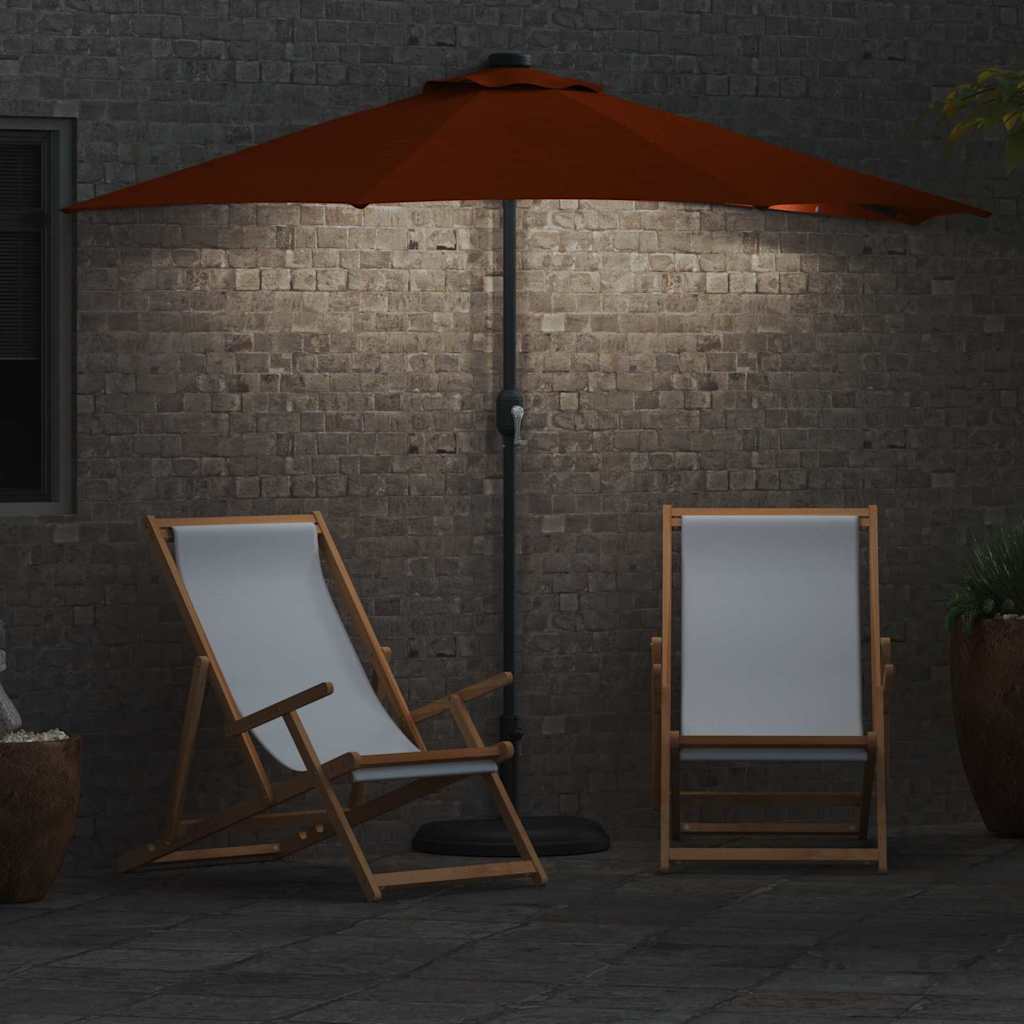 Vrtni suncobran Terakota 294 x 150 x 224 cm Poliester i čelik