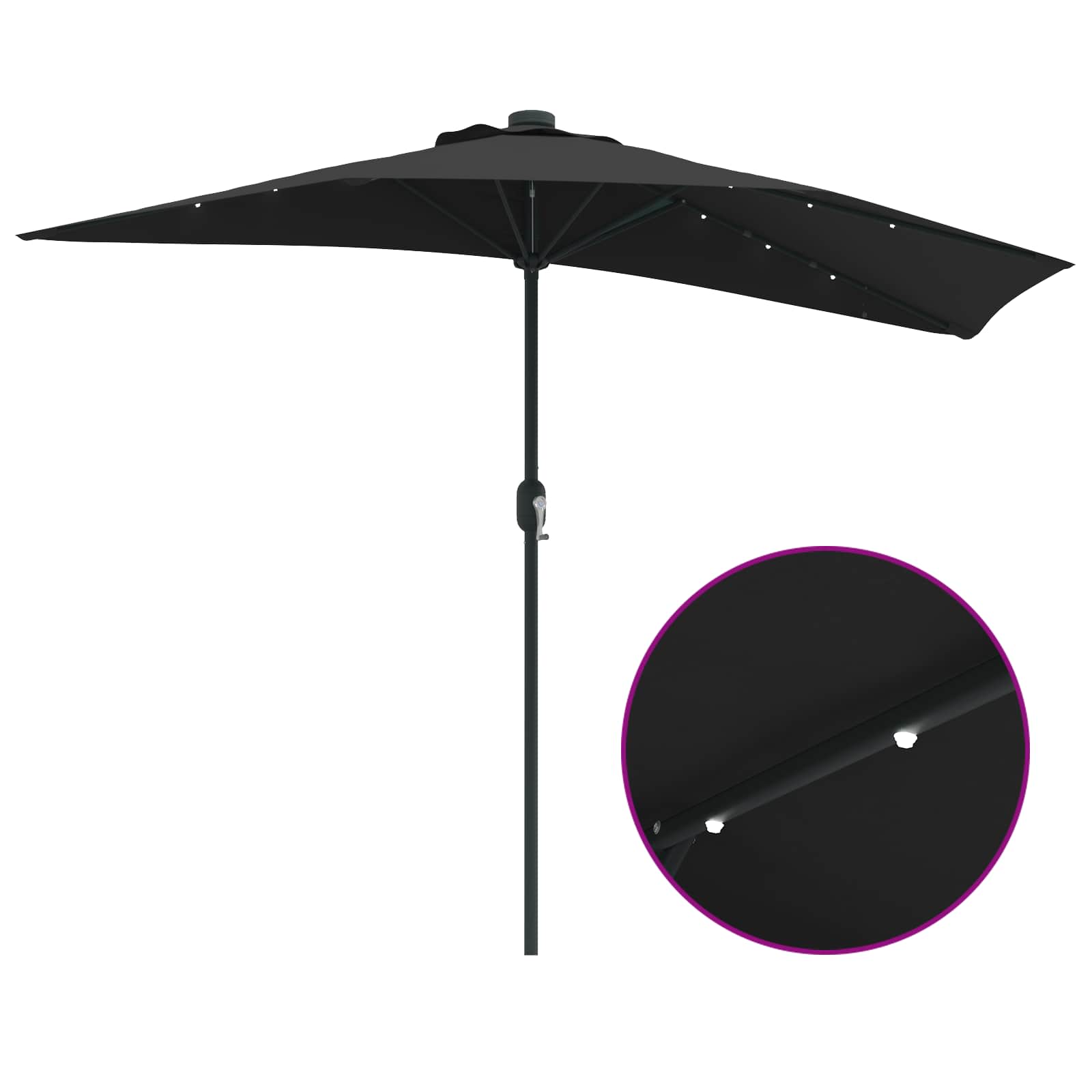 Vrtni suncobran Crna 294 x 150 x 224 cm Poliester i čelik