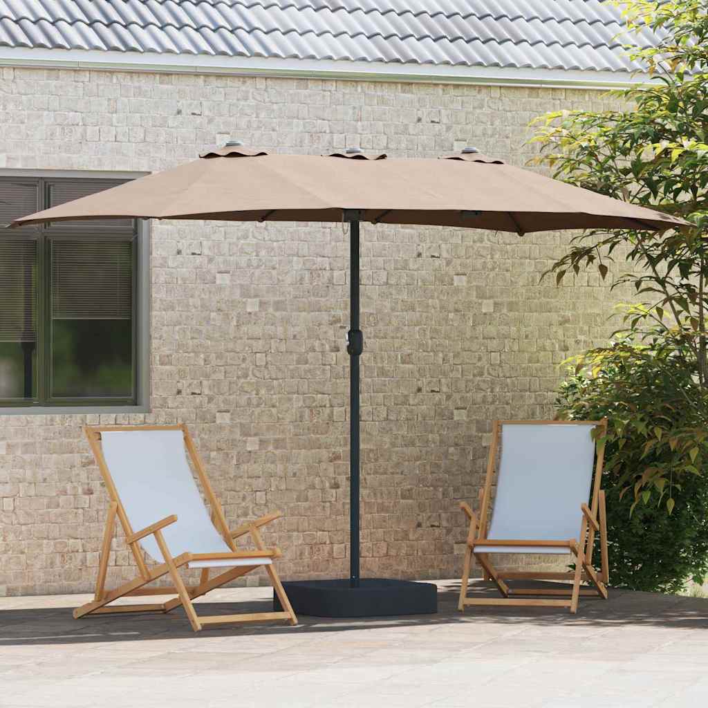 Vrtni suncobran Sivo-smeđa 385 x 209 x 244 cm Poliester i čelik