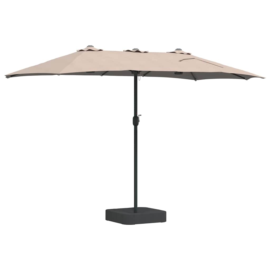 Vrtni suncobran Sivo-smeđa 385 x 209 x 244 cm Poliester i čelik