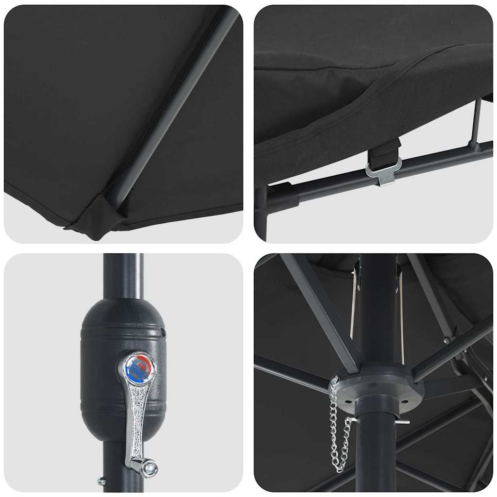 Vrtni suncobran Crna 385 x 209 x 244 cm Poliester i čelik