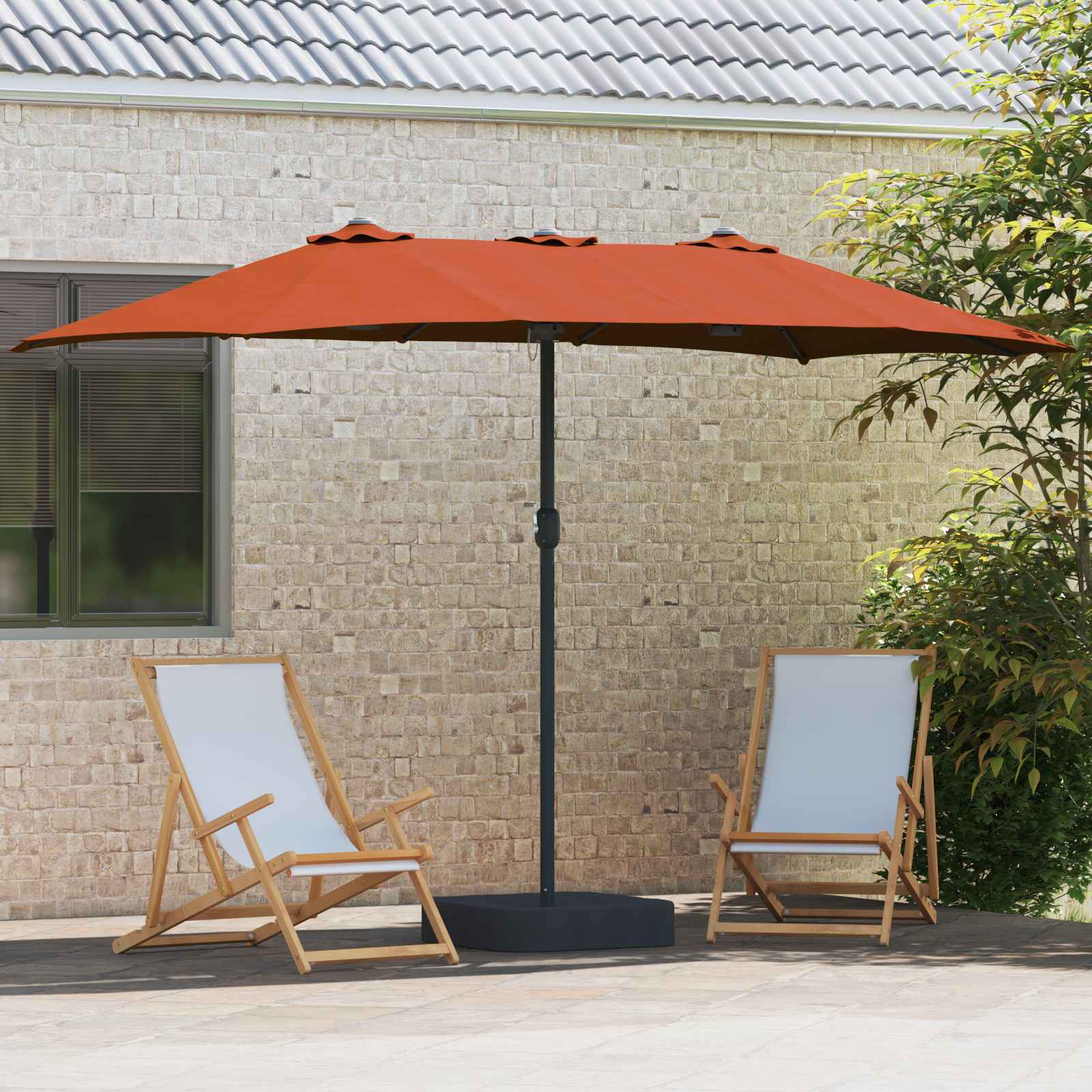 Vrtni suncobran Terakota 385 x 209 x 244 cm Poliester