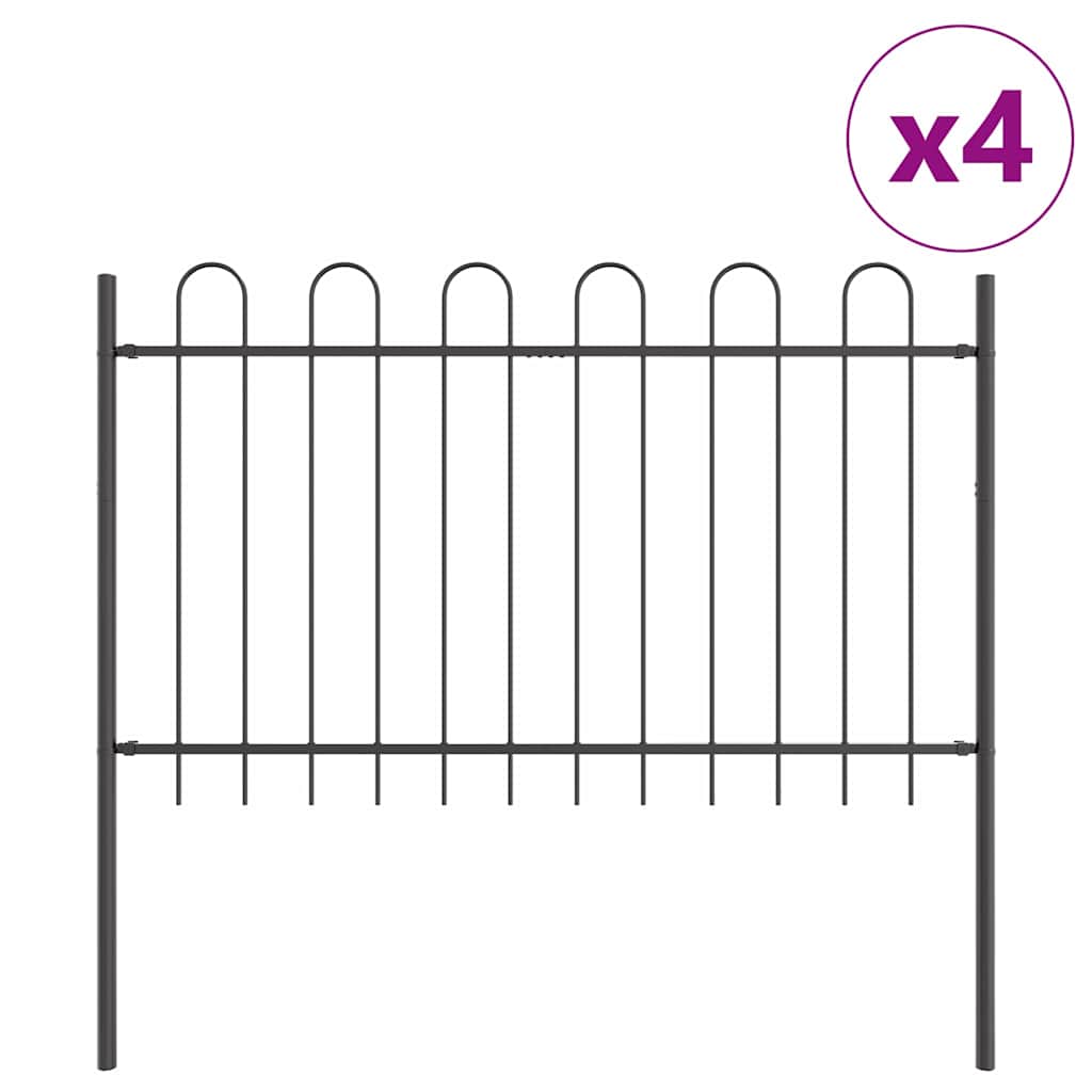 Vrtna Ograda 4 pcs Siva 6,8 x 1,2 m Čelik s prahom