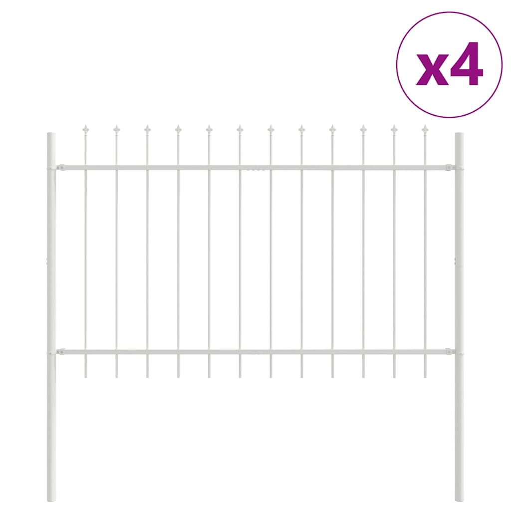 Vrtna Ograda 4 pcs Bijelo 6,8 x 0,8 m Čelik s prahom