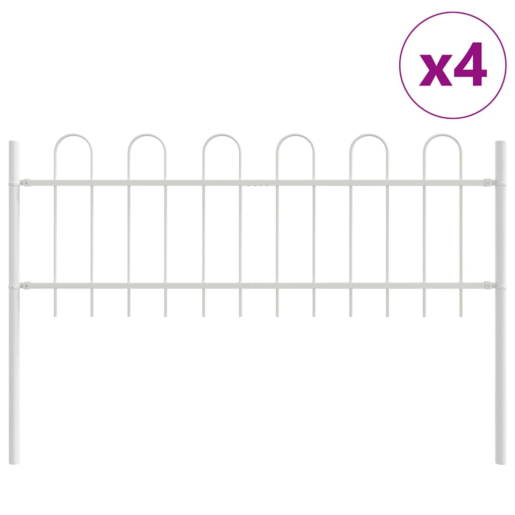 Vrtna Ograda 4 pcs Bijelo 6,8 x 0,6 m Čelik s prahom