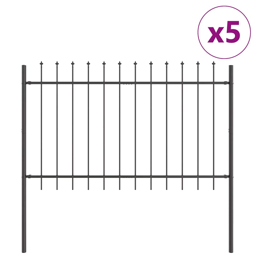 Vrtna Ograda 5 pcs Siva 8,5 x 0,8 m Čelik s prahom