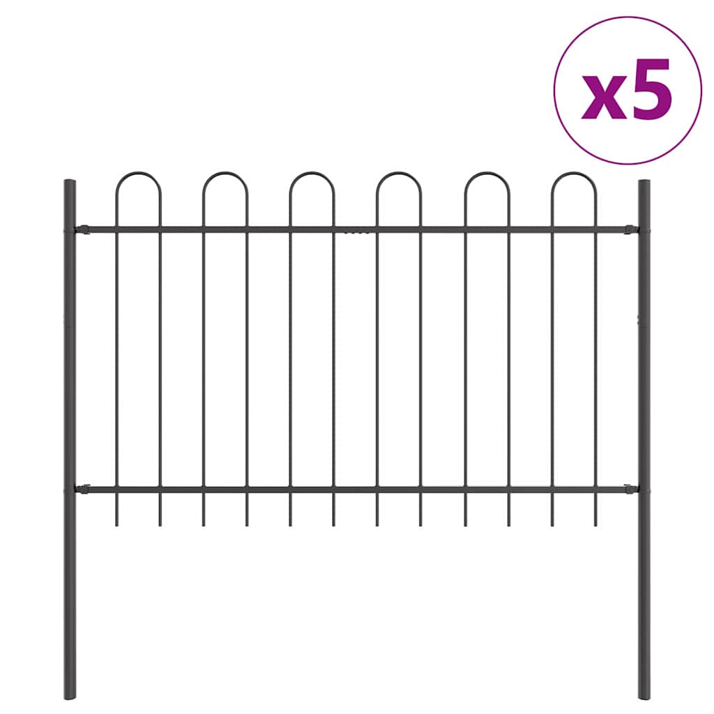 Vrtna Ograda 5 pcs Siva 8,5 x 1 m Čelik s prahom