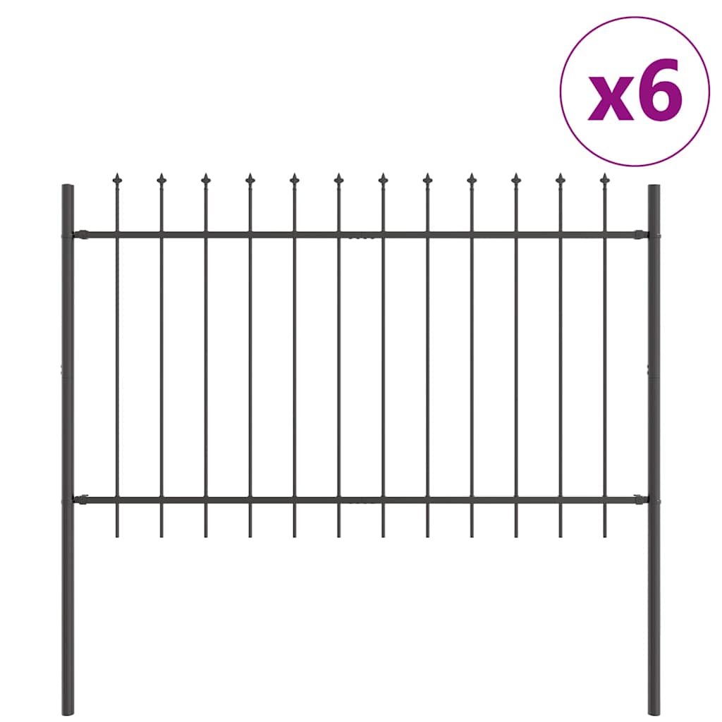 Vrtna Ograda 6 pcs Siva 10,2 x 1,2 m Čelik s prahom