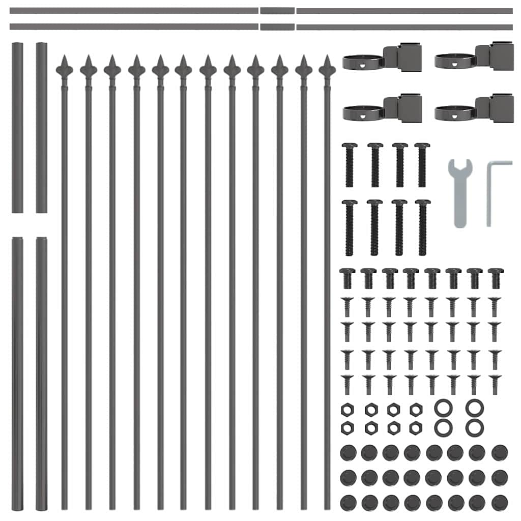 Vrtna Ograda 6 pcs Siva 10,2 x 1,2 m Čelik s prahom