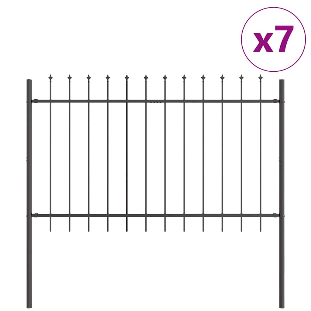 Vrtna Ograda 7 pcs Siva 11,9 x 1 m Čelik s prahom