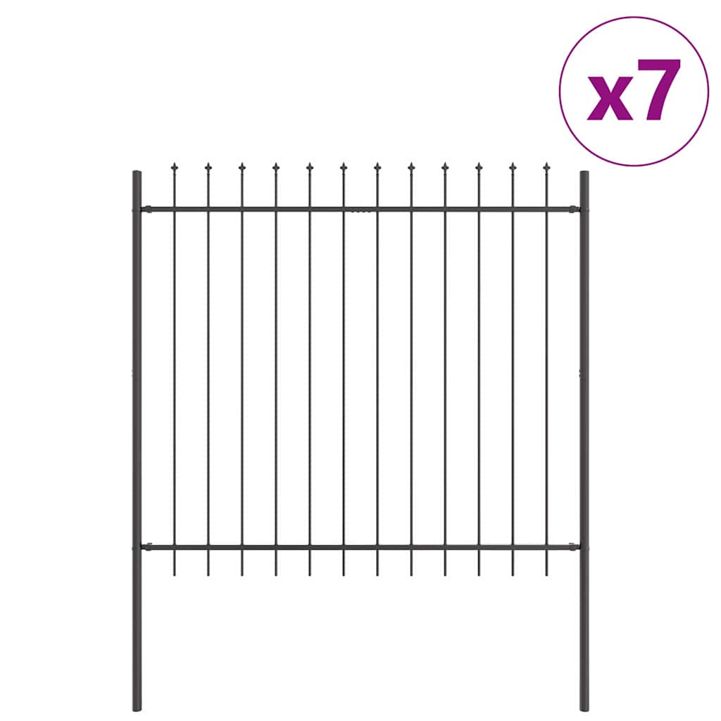 Vrtna Ograda 7 pcs Siva 11,9 x 1,5 m Čelik s prahom