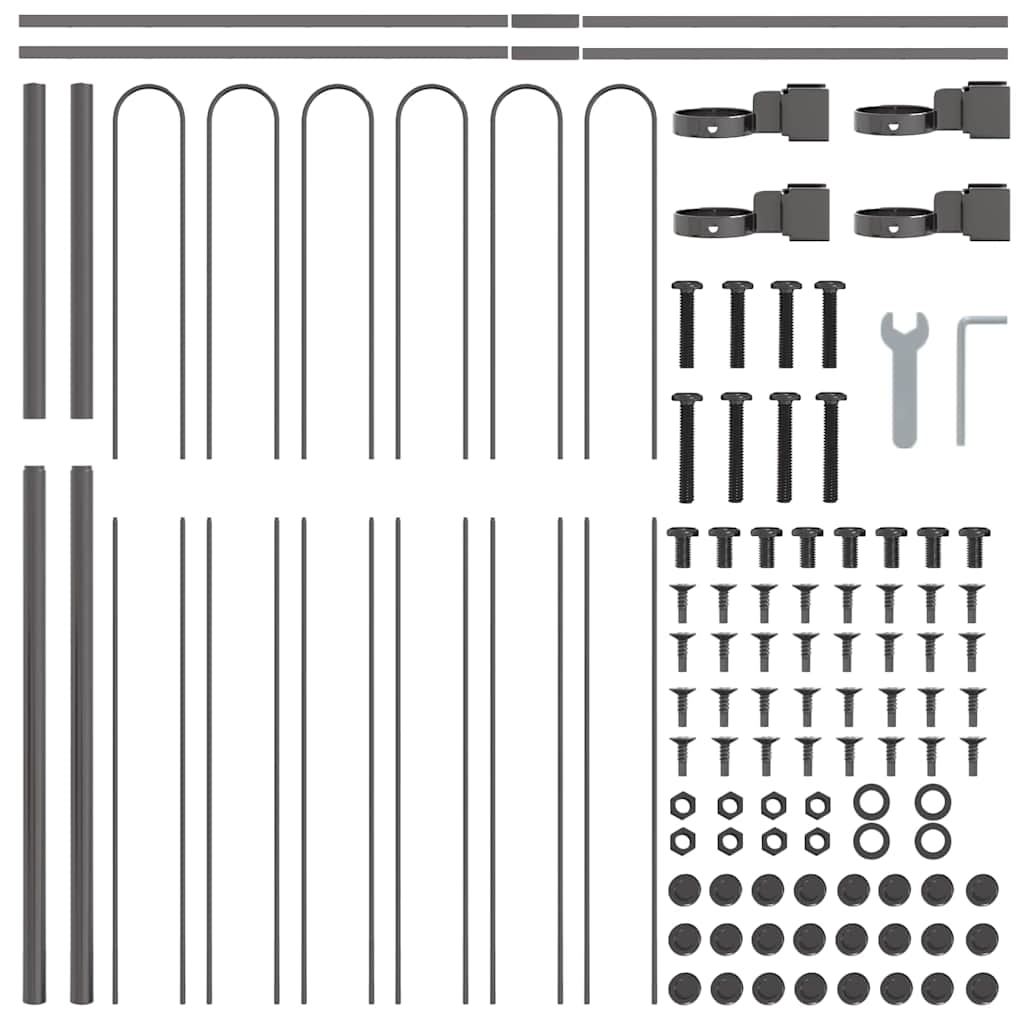 Vrtna Ograda 7 pcs Siva 11,9 x 1,5 m Čelik s prahom