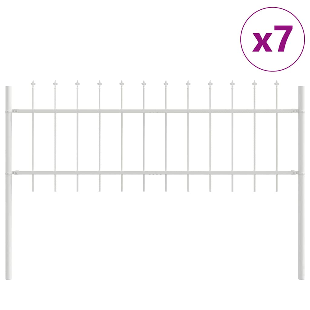 Vrtna Ograda 7 pcs Bijelo 11,9 x 0,6 m Čelik s prahom