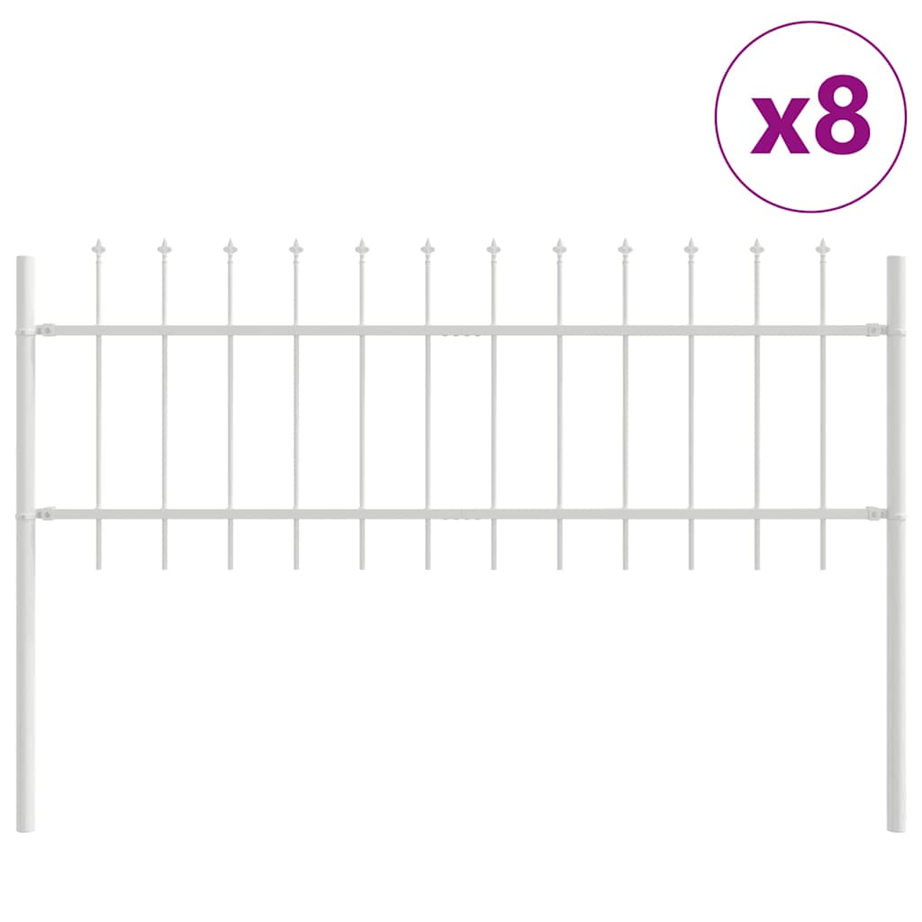Vrtna Ograda 8 pcs Bijelo 13,6 x 0,6 m Čelik s prahom