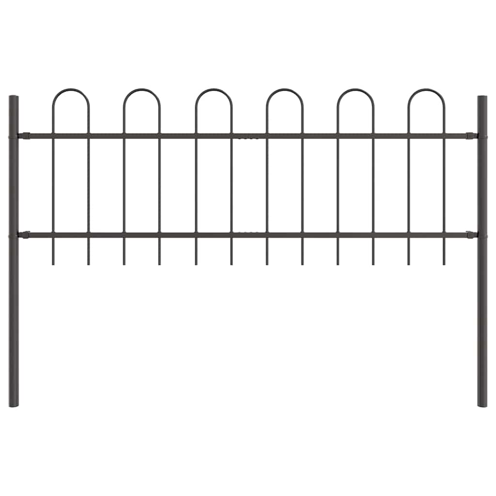 Vrtna Ograda 9 pcs Siva 15,3 x 0,6 m Čelik s prahom