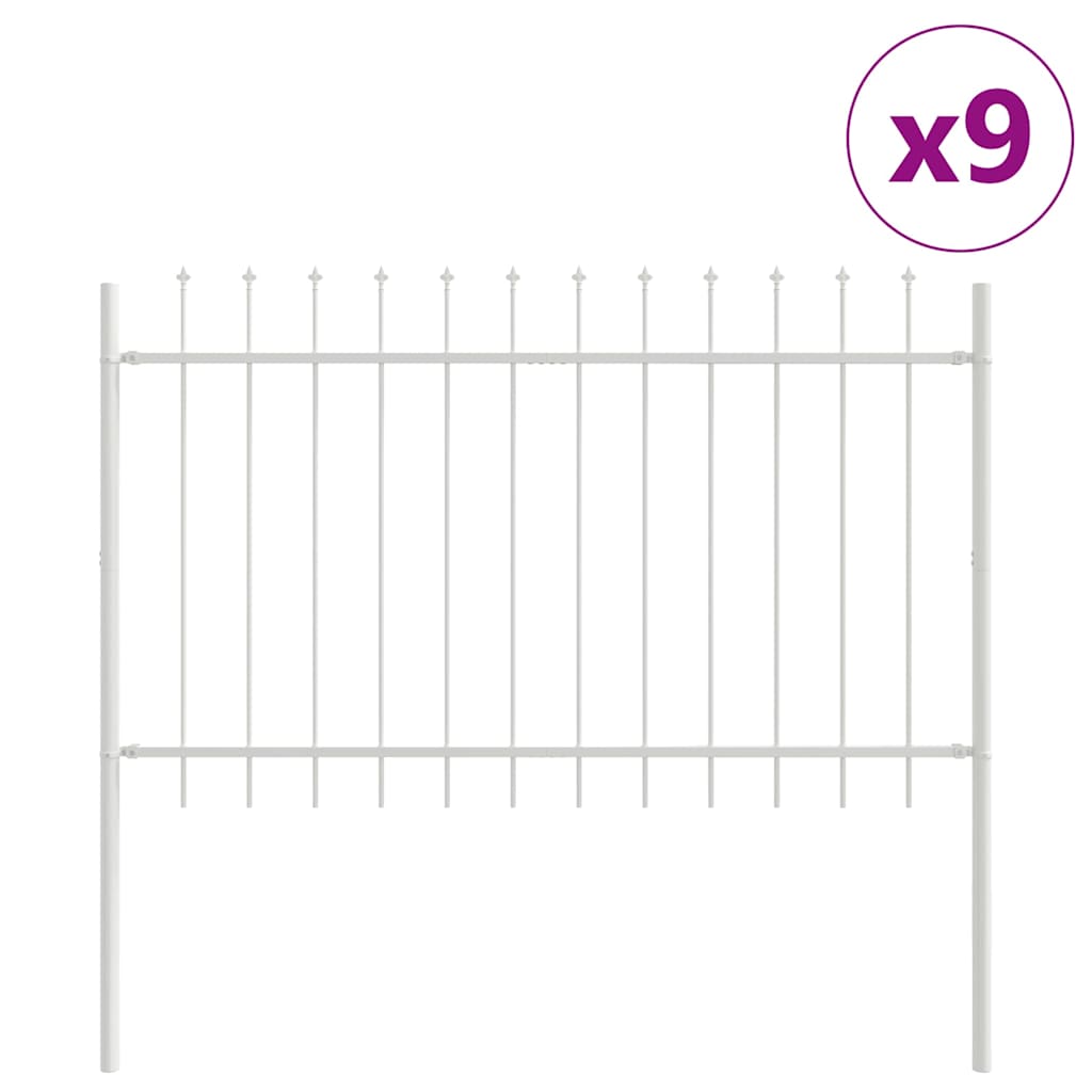 Vrtna Ograda 9 pcs Bijelo 15,3 x 0,8 m Čelik s prahom