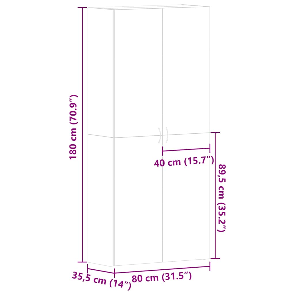 Ormar za cipele Crna 80 x 35.5 x 180 cm Konstruirano drvo
