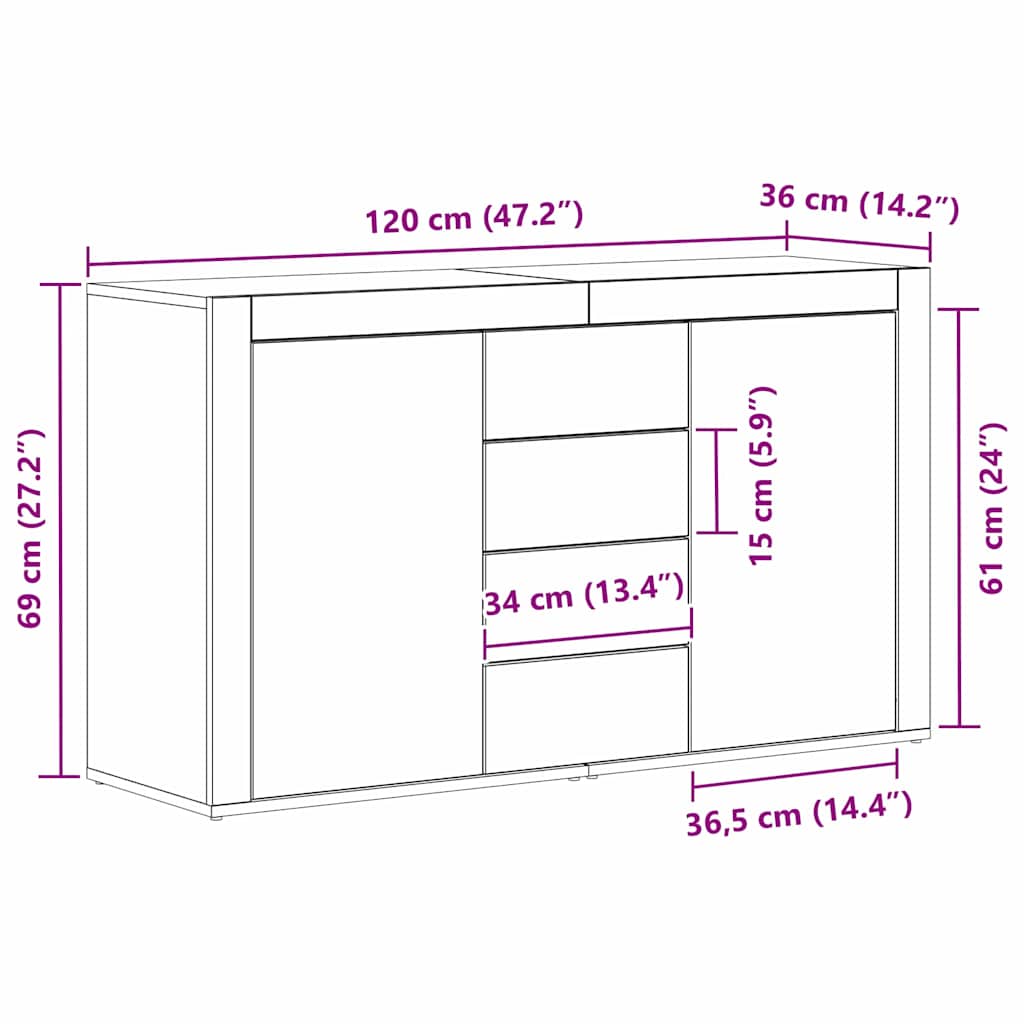 Kreveta Betonski sivi 120 x 36 x 69 cm Konstruirano drvo
