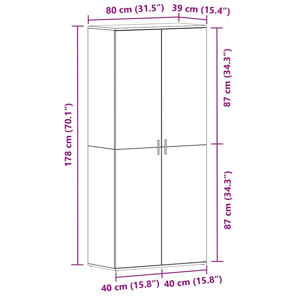 Ormar za cipele Staro drvo 80 x 39 x 178 cm Konstruirano drvo