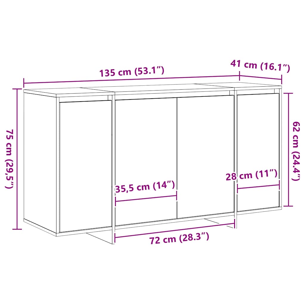 Kreveta Sonoma hrast 135 x 41 x 75 cm Konstruirano drvo