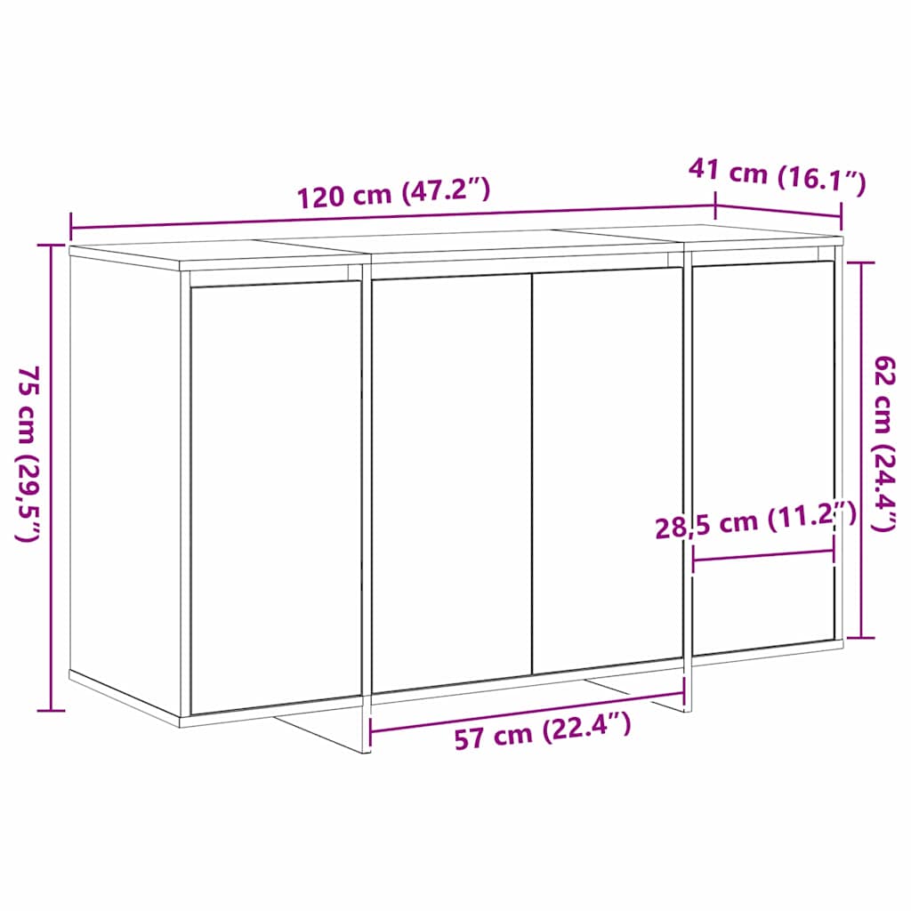 Kreveta Crni hrast 120 x 41 x 75 cm Konstruirano drvo