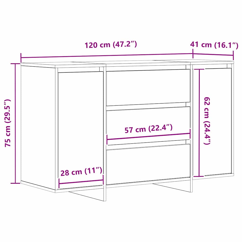 Kreveta Sonoma hrast 120 x 41 x 75 cm Konstruirano drvo