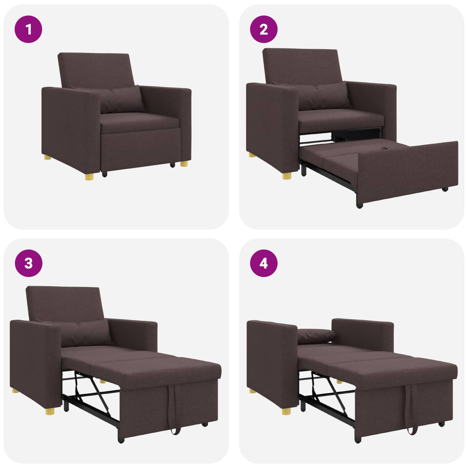 Sofa na razvlačenje Singl Tamno smeđa 90 x 165 x 87 cm tkanina