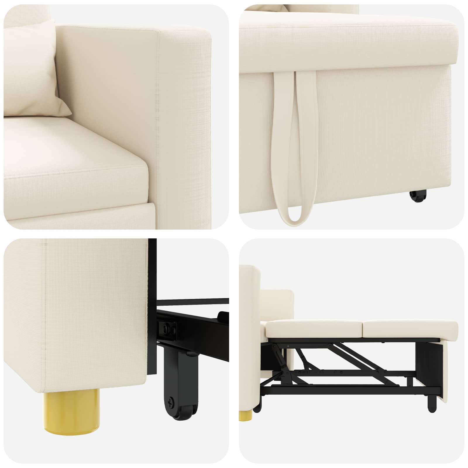 Sofa na razvlačenje Singl Krem bijelo 90 x 165 x 87 cm tkanina