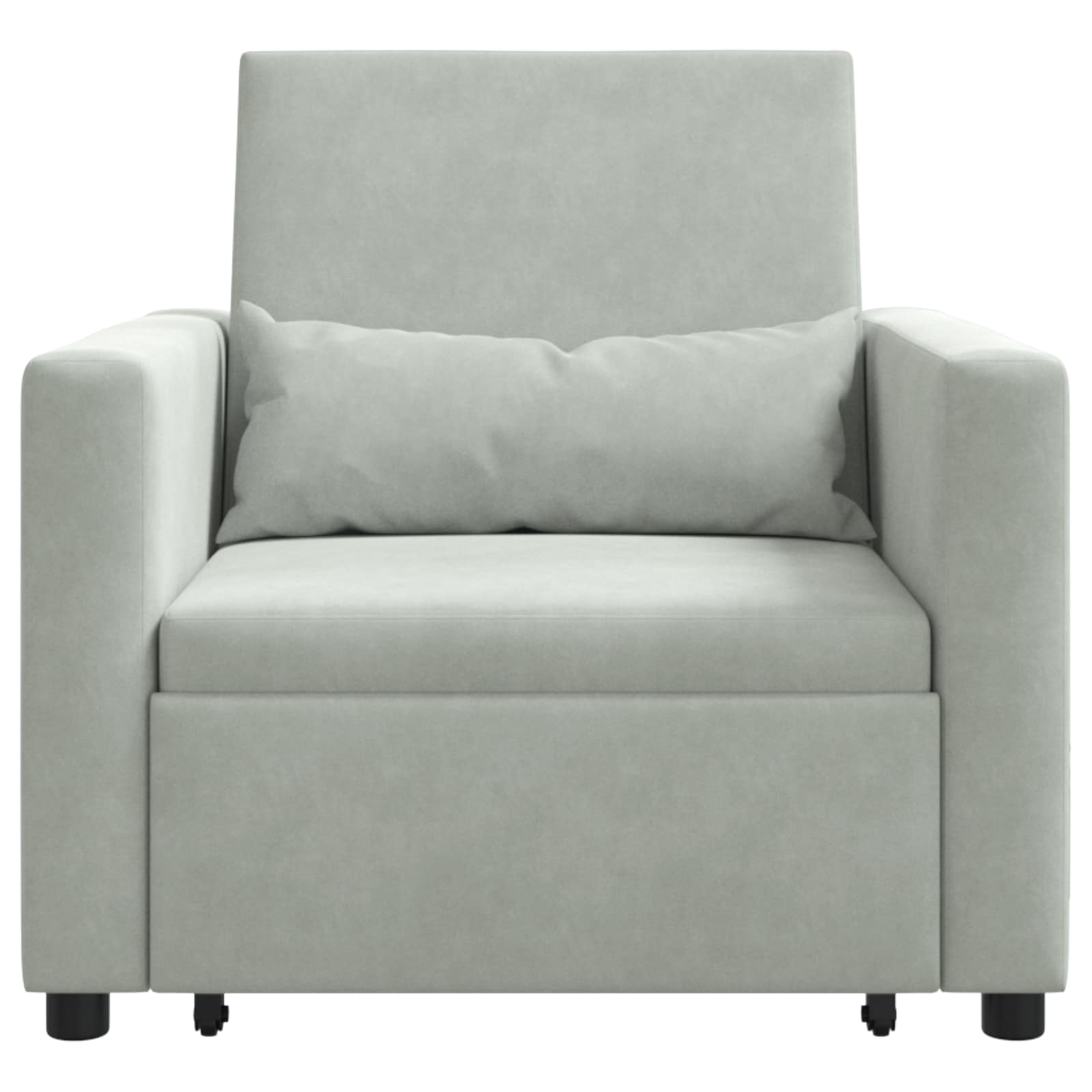 Sofa na razvlačenje Singl s kotačima Svjetlosiva Baršun