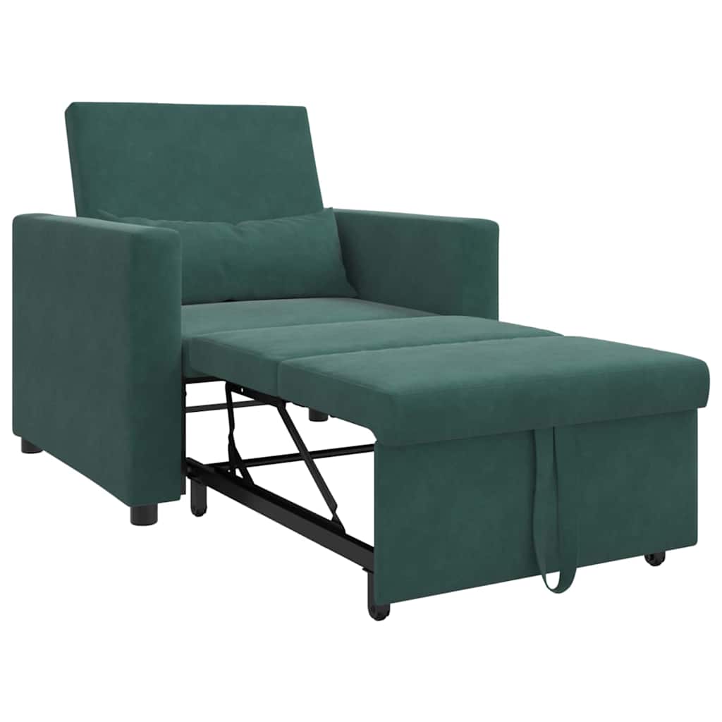 Sofa na razvlačenje Singl s kotačima Tamnozelena Baršun