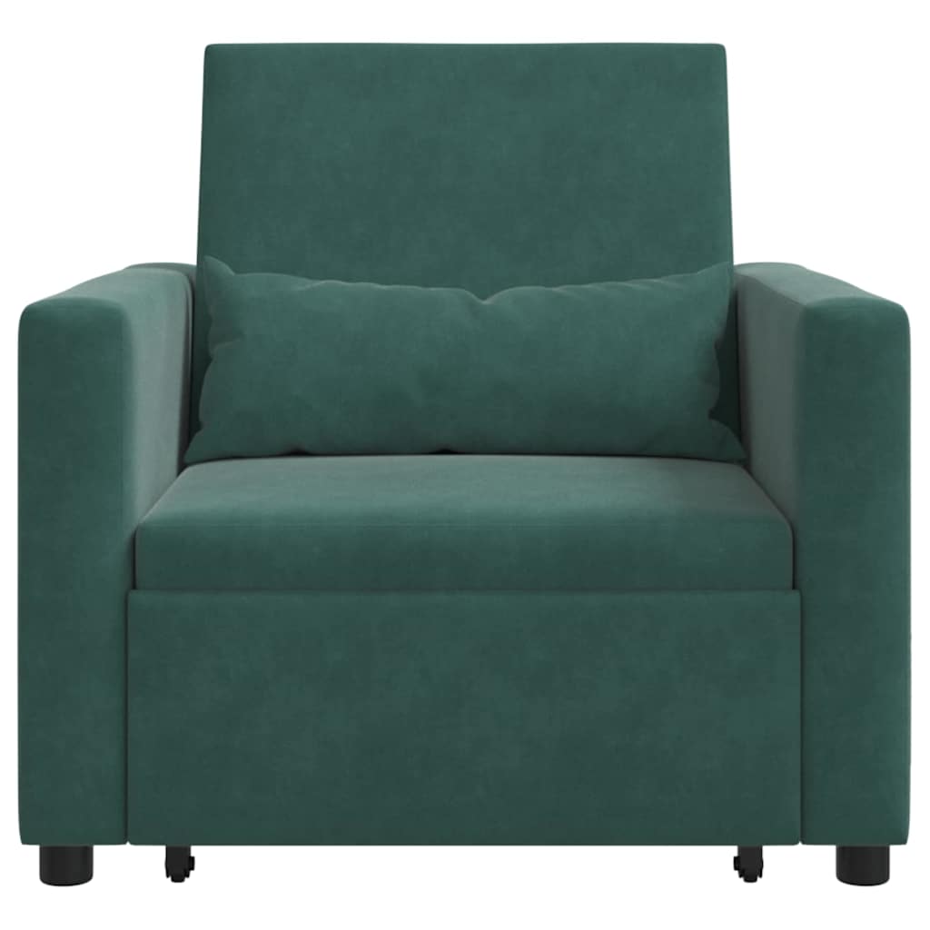 Sofa na razvlačenje Singl s kotačima Tamnozelena Baršun