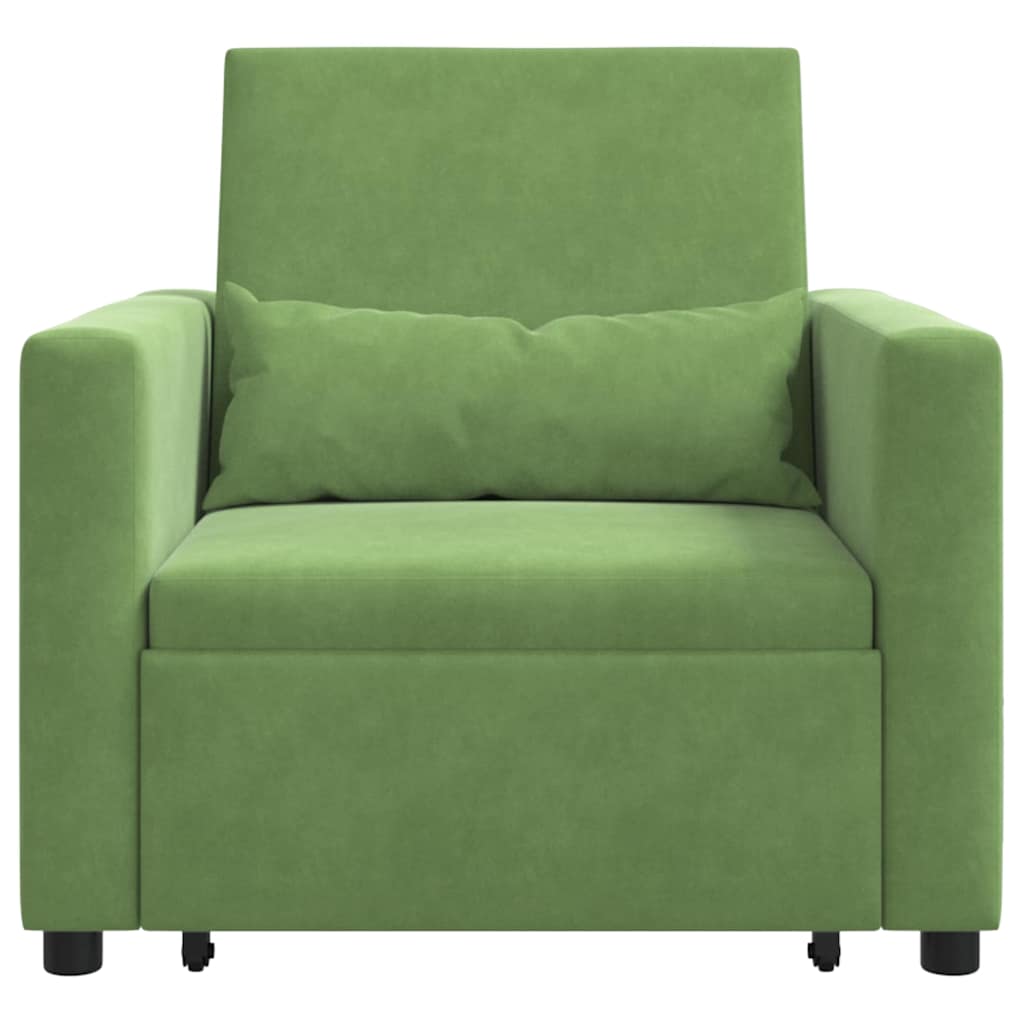 Sofa na razvlačenje Singl s kotačima Svijetlo zelena Baršun