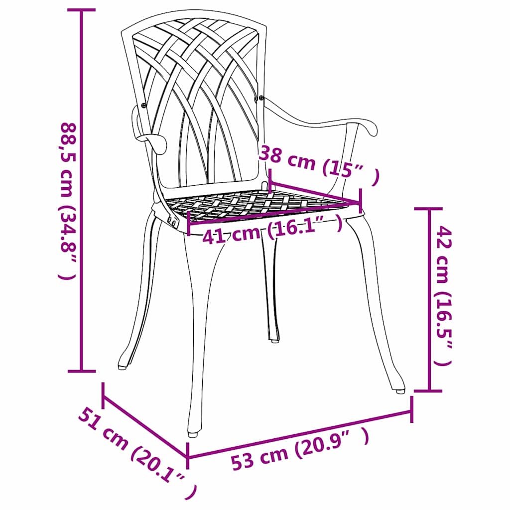 Vrtna stolica 2 pcs Zelena 53 x 51 x 88,5cm Aluminij