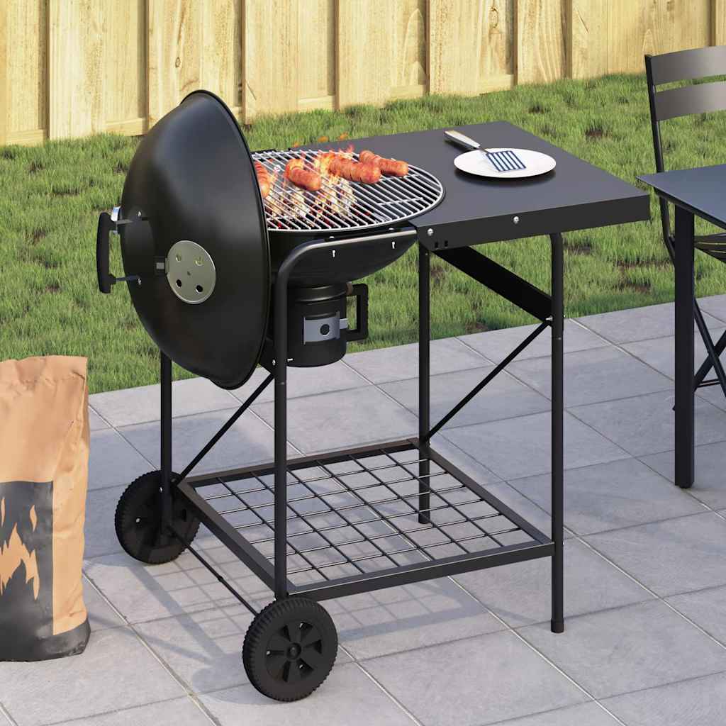 Vanjski roštilj s kotačem Crna 91 x 71 x 107 cm Metal