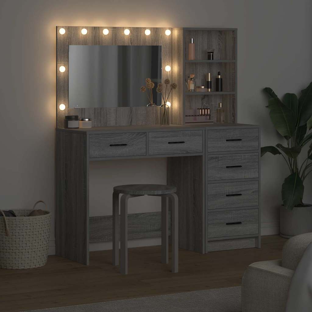 Toaletni stol S LED lampica Svijetlo siva 78.5 x 41 x 135 cm