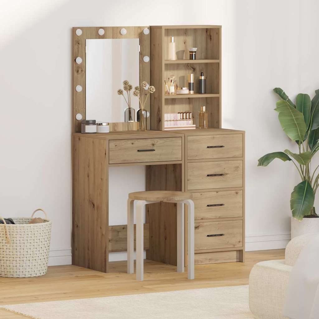 Toaletni stol 2 pcs Smeđa 50 x 41 x 135 cm Konstruirano drvo